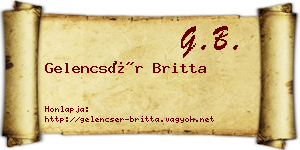 Gelencsér Britta névjegykártya
